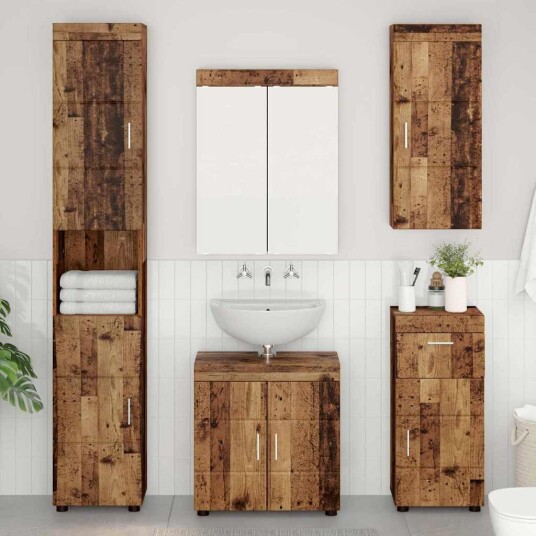 Baderom veggskap med hylle TULUM Gammelt tre 37 x 24,5 x 86 cm