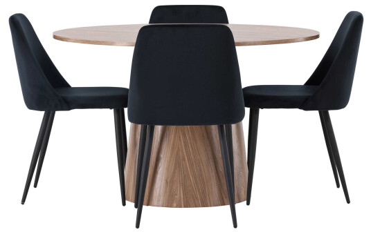 Venture Design Lanzo & Night spisegruppe Svart/natur 4 stoler & bord 120 cm