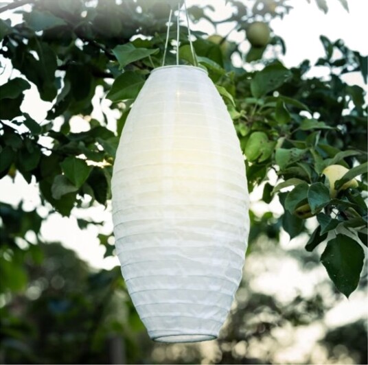 Solcellelykt rislampe oval – hengende hvit