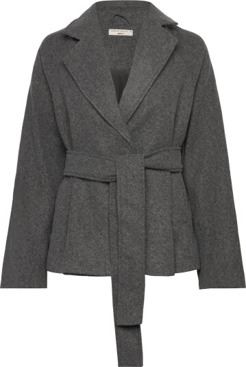 Gina Tricot Belted Short Coat Grey XL