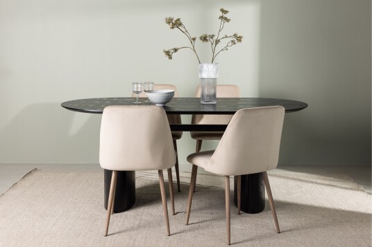 Venture Home Isolde Matgruppe 180 cm Oval med 4 Night Stoler Sort