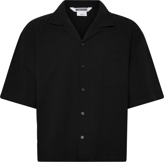 Weekday Oversized Resort Short Sleeve Shirt   Black   XS