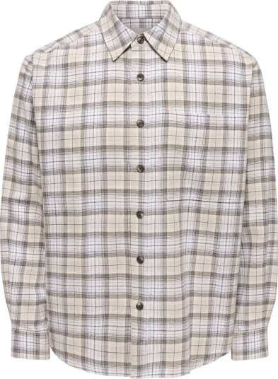 ONLY & SONS Onsgudmund Loose Ls Checked Shirt Beige XL