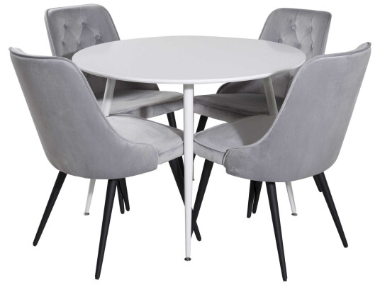 Venture Design Plaza & Velvet spisegruppe Hvit/svart 4 st stoler & bord 100 cm