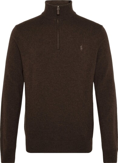 Polo Ralph Lauren Wool Quarter Zip Sweater   CINNAMON BROWN HE   XL