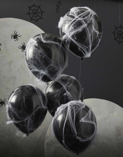 Ginger Ray 6 stk Svarte Ballonger med Edderkopper & Spindelvev Fright Night FRI 102