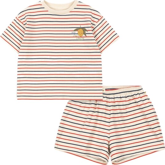 Konges Sløjd Shorts Sett   Basic   Trefargede striper   Konges Sløjd   7 8 år 122 128   Shorts Beige Blå Rød