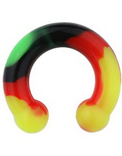 Horseshoe Flerfarget Ørepiercing i Silikon Strl 4 x 14 mm med 6 mm kule