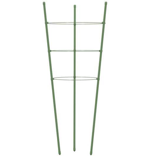 vidaXL Plantestøtter med 3 ringer 5 stk grønn 60 cm stål