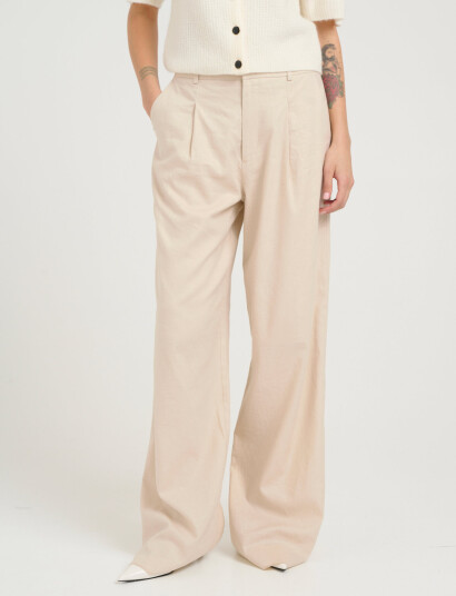 Gestuz Elarahgz Linen Hw Pants Noos - Cream - 38 Gestuz Elarahgz Linen Hw Pants Noos - Cream - 38