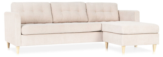 Marino sofa AB1, sjeselongsofa høyre eller venstresnudd i fløjl sannfarget.