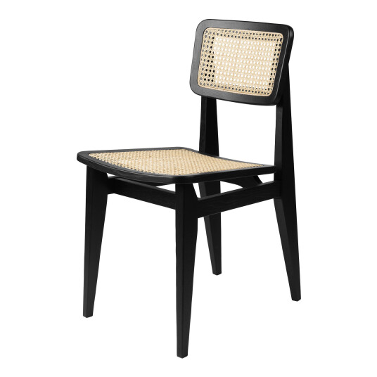 Gubi C-Chair Dining Chair French Cane / Black Oak