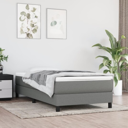 vidaXL Pocket Spring Sengepute Medium Mørk Grå 90x200x20 cm Stoff