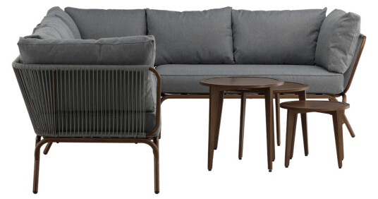 Venture Design Roxo sofagruppe Grå med grå pute 2st 2-seterende, hjørne, midt & satsbord Brun