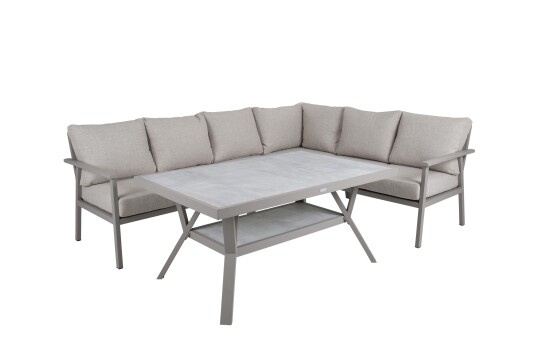 Brafab Samvaro sofagruppe Khaki med sand pute 2 st 2 seter ende hjørne midtdel & bord 140x90 cm