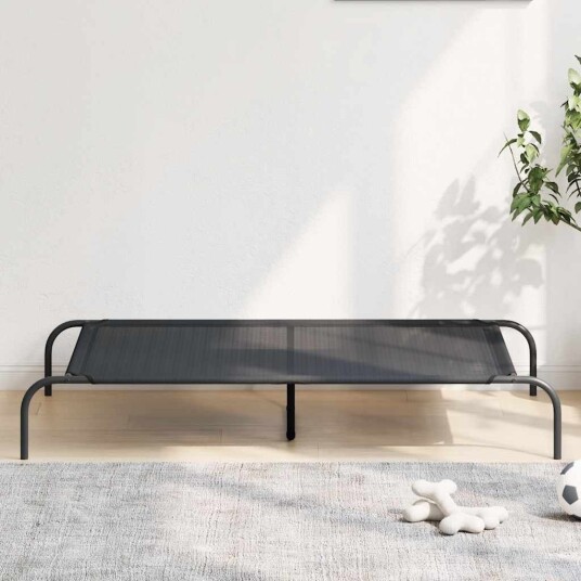 Vidaxl Forhøyet Hundeseng Svart 130X80X20 cm Tekstil Og Stål