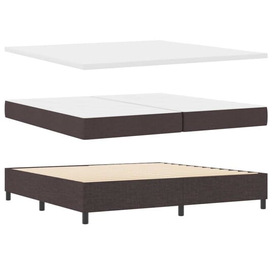 Box Spring Seng med madrass Mørk brun 200 x 200 cm Stoff