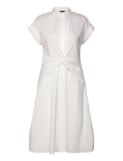 Lauren Ralph Lauren Twist-Front Cotton-Blend Shirtdress - White - 46