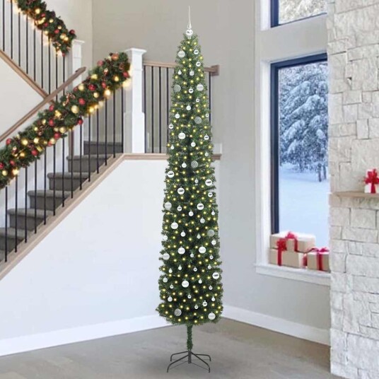 Kunstig juletre med 300 LED grønn 300 cm PVC og stål og plast