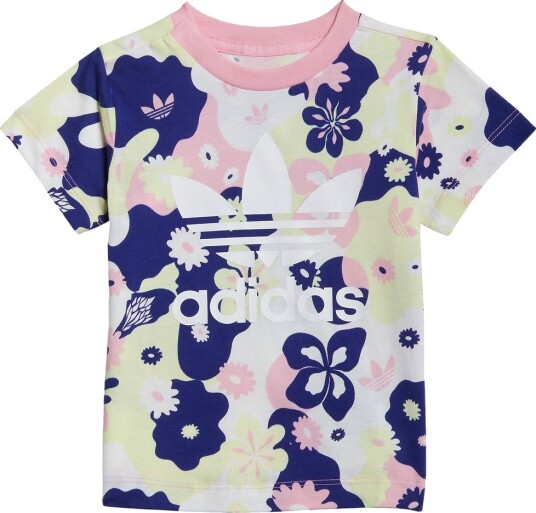 Adidas Originals T skjorte Hvit/Rosa/Lilla m. Blomster Adidas Originals 62 T skjorte