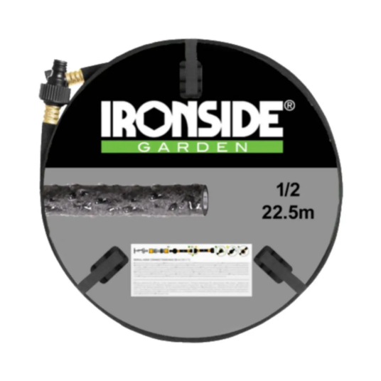 Ironside Dryppeslange Porøs 1/2 22.5m 1/2" Svart m/koblinger Ironside Dryppeslange Porøs 1/2 22.5m 1/2" Svart m/koblinger