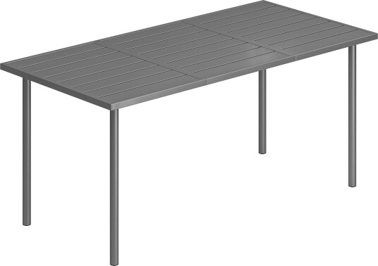 Utendørs spisebord for 6 personer – metallplate 165x80 cm