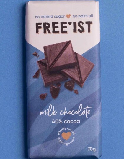 Free"ist Melkesjokolade Uten Tilsatt Sukker 70 gram