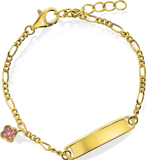 Prins & Prinsesse Armbånd til barn i forgylt 925 sølv med zirkonia og kløver Prins & Prinsesse Armbånd til barn i forgylt 925 sølv med zirkonia og kløver