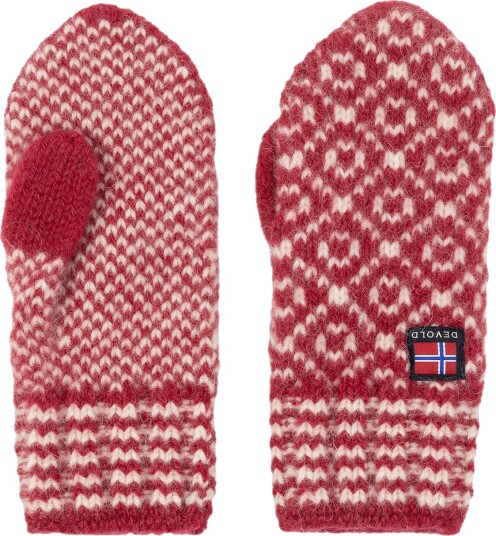 Devold Svalbard Wool Mitten Hindberry/offwhite L Devold Svalbard Wool Mitten Hindberry/offwhite L