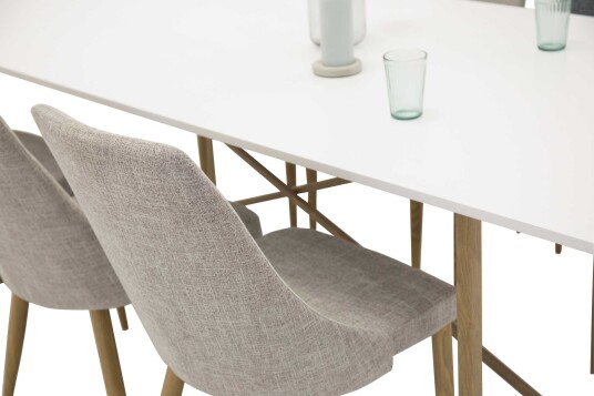 Venture Design Palace & Leone spisegruppe Hvit/grå 6 st stoler & bord 240 x 100 cm