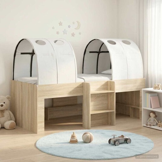 Seng med tunnel 4 pcs Sonoma og White Konstruert tre Seng med tunnel 4 pcs Sonoma og White Konstruert tre