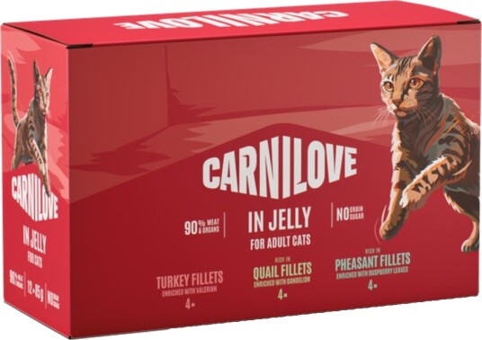 Carnilove våtfôr til katt Blandet pakke i gelé 12 x 85 g - Høyt kjøttinnhold