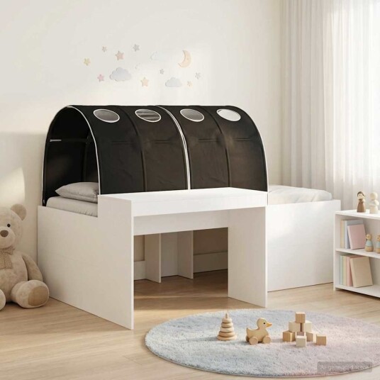  Seng med Tunnel 4 pcs Artisian Eik og Svart Konstruert tre