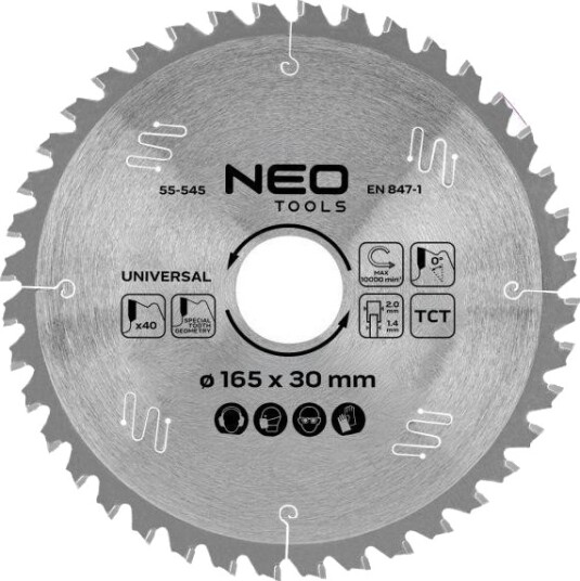 NEO Tools 55-545 Widia Sirkelsagblad - 165x30mm, 40 tenner