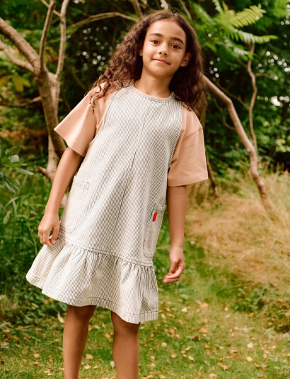 Liewood Angelica Stripe Denim Frill Dress Navy 122