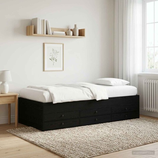 vidaXL Sengeramme med oppbevaring Svart eik 80 x 200 cm Konstruert tre