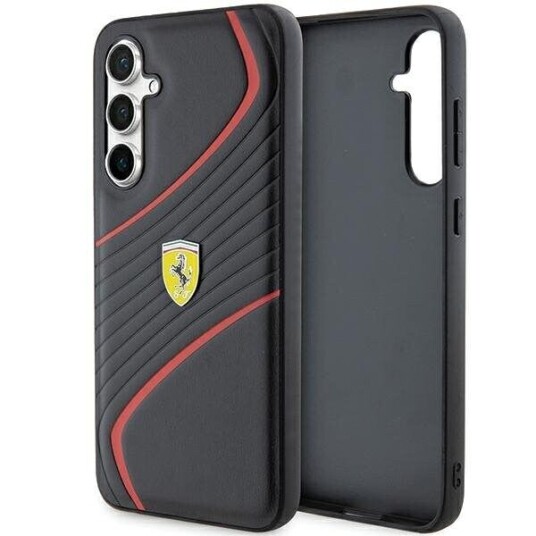 Ferrari Mobildeksel for Samsung Galaxy S23 FE - Svart Hardcase med Twist Metal Logo