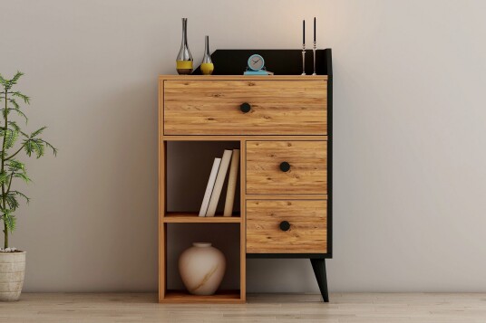 Hafing Kommode 64x94,6 cm Svart/Brun Hanah Home