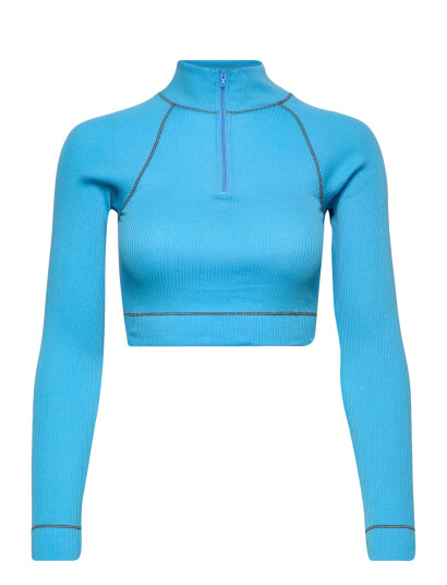 Barbara Kristoffersen by Rosemunde Short Turtle Zip T Shirt Blue M Barbara Kristoffersen by Rosemunde Short Turtle Zip T Shirt Blue M