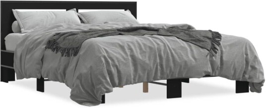 Sengeramme svart 150x200 cm konstruert tre og metall 8721102613937