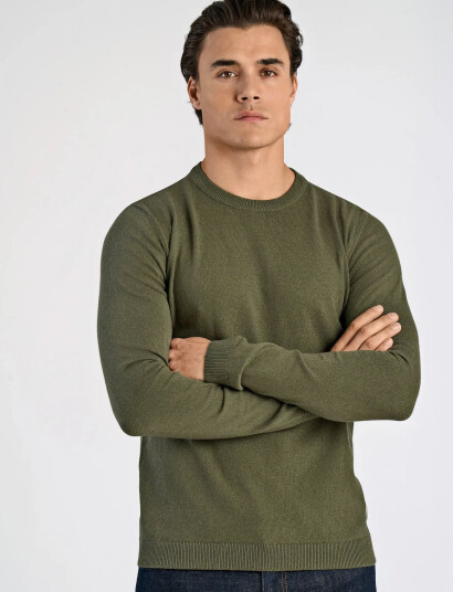 Lindbergh 100% Recycle Knit Round Neck - Green - M