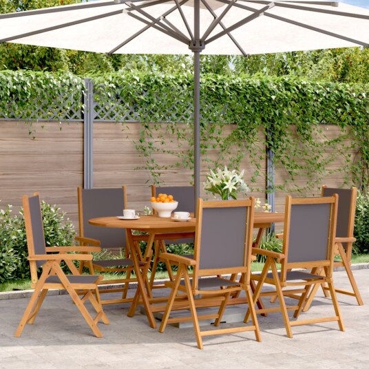 Lenestoler for hage 6 stk antrasitt stoff og heltre 3214542 Lenestoler for hage 6 stk antrasitt stoff og heltre 3214542