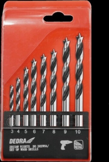 Boresett Dedra For Tre, 8 Stk: 3,4,5,6,7,8,9,10 Mm