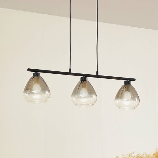 Lindby hengelampe svart glass lengde 75 cm Lindby hengelampe svart glass lengde 75 cm