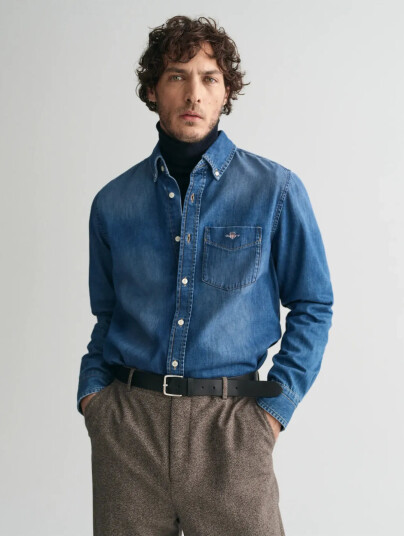 GANT Reg Denim Shirt - Blue - S