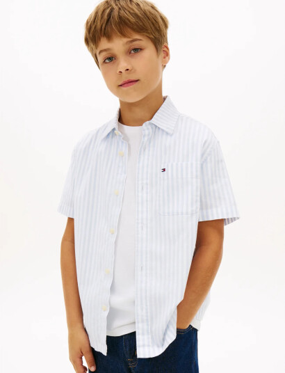 Tommy Hilfiger Flex Ithaca Stripe Shirt Ss Blue 176