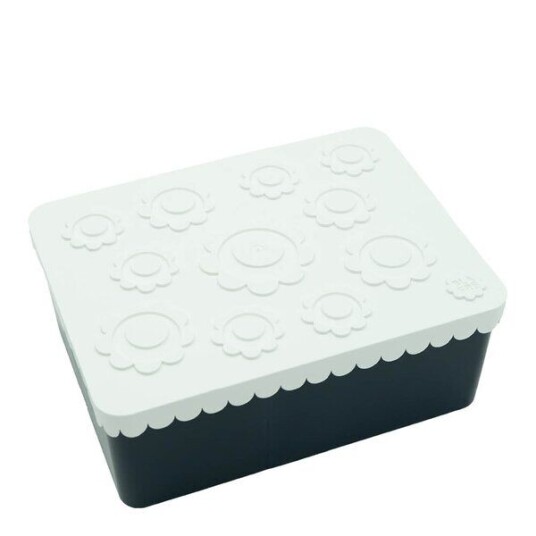 Blafre   Matboks i plast treroms 7x14x19 cm Blomst hvit/marineblå