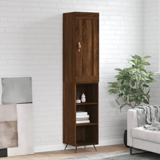 vidaXL Highboard brun eik 34,5x34x180 cm konstruert tre 8720845497262