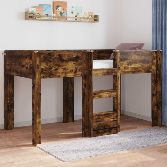 Køyeseng for Barn Røkt eik 90 x 190 cm Konstruert tre Køyeseng for Barn Røkt eik 90 x 190 cm Konstruert tre
