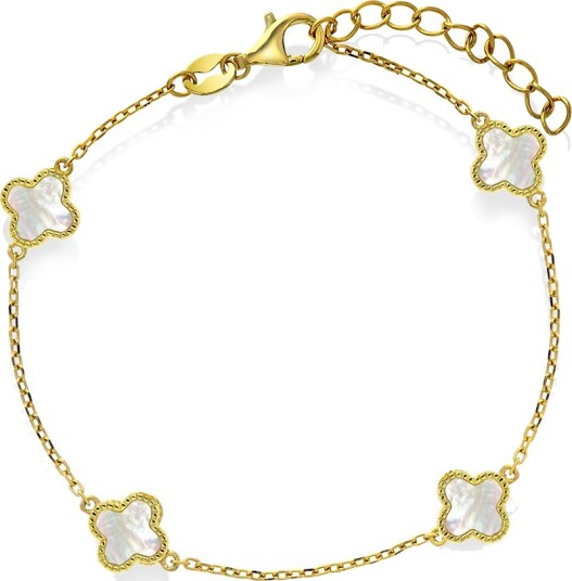 Pan Jewelry Kløver armbånd i 925 forgylt sølv med perlemor Pan Jewelry Kløver armbånd i 925 forgylt sølv med perlemor